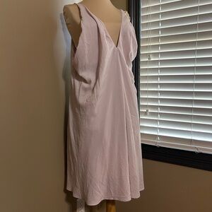 Hommage from Los Angeles Bias Cut Elegant Soft Pink V-Neck Dress